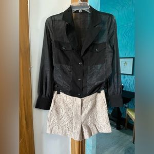 *BUNDLE* Sz 2 Cynthia Rowley lace shorts and size XS sheer black SHEIN top.